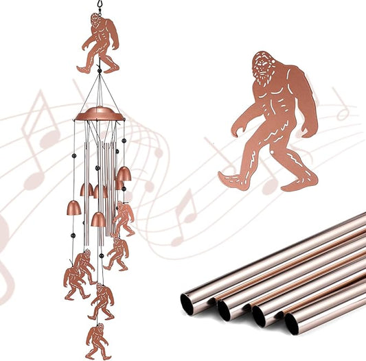 Bigfoot Wind Chimes Outdoor, Metal Sasquatch Gifts for Men Dad Grandpa, Unique Garden Patio Yard Decor Windchime
