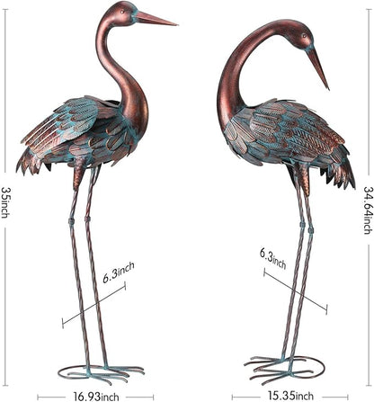 chisheen Crane Garden Statues Outdoor Metal Heron Yard Art Bird Sculpture for Lawn Patio Large Size