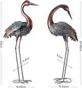 chisheen Crane Garden Statues Outdoor Yard Decorations Metal Heron Yard Art Bird Sculpture Decor for Outside Lawn Patio Large Size, for Women Mom,Set of 2