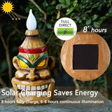 Outdoor Solar Tiki Statue Decor - Tiki Bar Decoration - Torch Tiki Head Statues for Patio, Yard, Backyard, Lawn, Garden Gift, Garden Tiki Figurine 8.74 Inch Tall