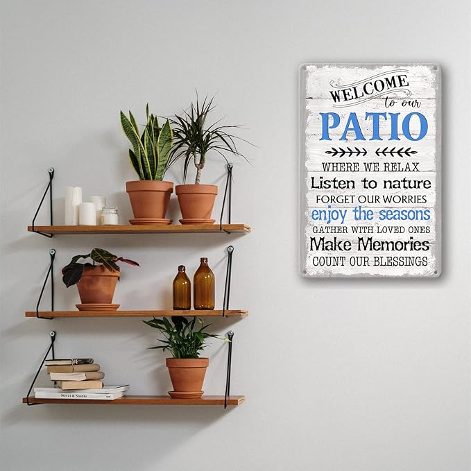 Funny Patio Metal Tin Sign Patio Wall Decor Welcome To Our Patio Signs Outdoor Welcome To Our Porch Backyard Sign Outdoor Decorations Funny Home Patio Gifts Personalized Farmhouse Patio Decor 8x12 In