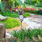 Outdoor Thermometer, Hummingbird Outside Thermometer with Garden Stake, 35" Tall No Battery Needed Wall Thermometer for Yard Patio Decor