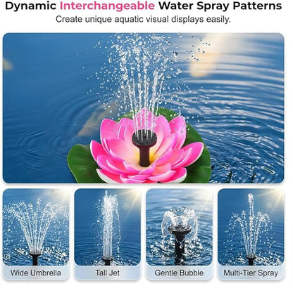 Bird Bath Fountains Solar Power for Outside, Small Solar Fountain for Bird Bath, Floating Lotus Solar Garden Fountain Pump Kit for Outdoors, Garden, Patio, Pond, Yard Decor (Purple, 6.1IN 2.5W)