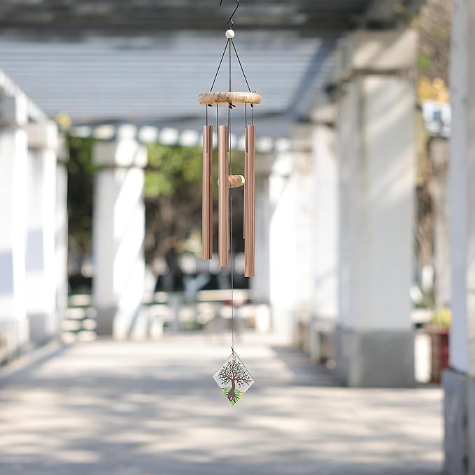 Deep Tone Wind Chimes for Outdoor - Handcrafted Copper Pipe Wind Chime with Tree of Life Pendant, Melodic Garden & Patio Decor (Ideal Gift for Mother, Grandmother, Housewarming) (Style 1)