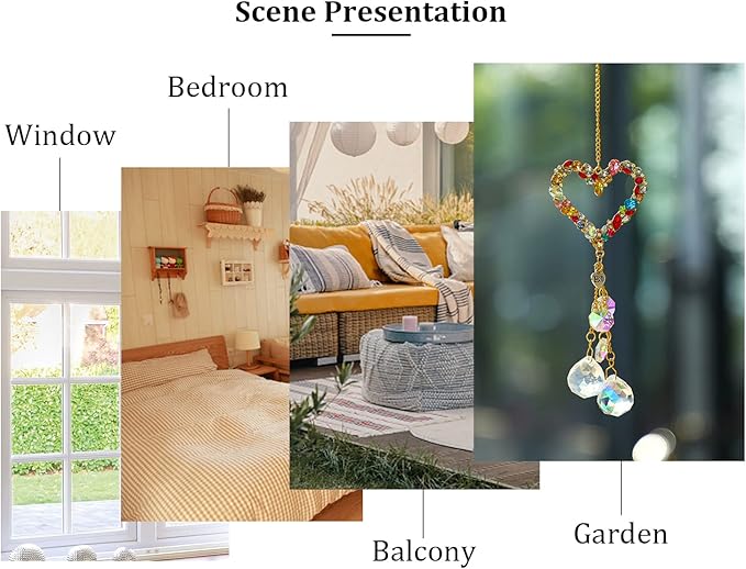 Heart-Shaped Colorful Crystal Rhinestones Suncatcher Window Hang Pendant, Rainbow Crystal Drops Ball Prisms Imitation Jewellery Ornament Gift