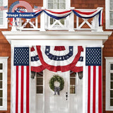 2Pack 65Inch Patriotic American Flags Door Bunting Banner Memorial Day Decoration Hanging Outside Porch Bunting Red White Blue Banner Outdoor Décor 4th of July USA Decor Pulldown for Veterans Labor Presidents Flag Election Day