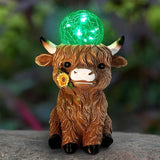 HONGLAND Solar Highland Cow Outdoor Garden Statues, Outside Decor with Color Changing Lights for Yard Lawn Ornaments Porch Patio Balcony Home Farmhouse, Birthday Gifts for Grandma Mom Women