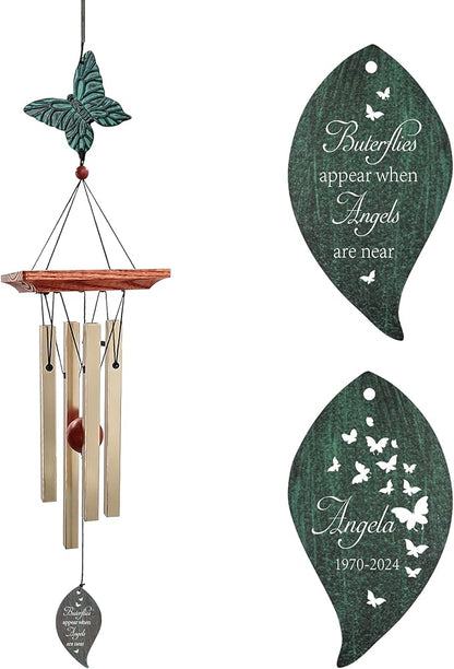 ASTARIN Cardinal Memorial Wind Chimes, Personalized 26" Small Metal Symphthy Wind Chime, Bereavement Gift for Loss of Loved One Father Mother, Dragonflie Damselflie Decor for Outside Patio Garden