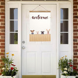 Mugod Welcome Dog Garden Flag, Cute Puppy on Fence Rustic Farmhouse Design, Vertical Double Sided Burlap Yard Flag 12.5x18 Inch, Pet Lover Outdoor Patio Lawn Decor