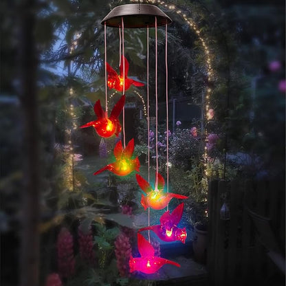 Cardinal Solar Wind Chimes for Outside,Cardinal Gifts for Women Mom Mother,Solar Red Bird Memorial Wind Chimes,Solar Powered Wind Chime Waterproof,Red Bird Decor for Garden Patio Outdoor Porch