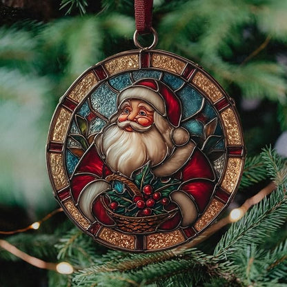 Santa Giving Presents Acrylic Suncatcher Stained Glass Effect Window Car Hanging Christmas Ornament Indoor Outdoor Decor Garden Sun Catcher Panel for Women Mom Grandma