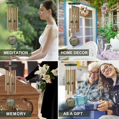Personalized Wind Chimes, 36inch Memorial Wind Chimes, Life Tree Cardinal Custom Sympathy Gifts, in Loving Memory of Dad/Mom, Wind Chime for Loss of Loved Ones (Produced in USA)