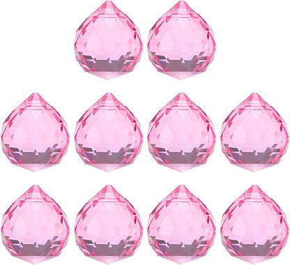 M METERXITY 10-Pack Crystal Ball Prisms, 24mm/0.94 Inch Chandelier Pendant Maker Hanging Crystals Chandelier Prisms for Home/Windows/Garden/DIY Decoration[Light Pink]