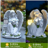 Solar Garden Angel Statue for Outdoor Yard Decor, Resin Garden Sculpture, Weatherproof Statues for Angels Memorial Gifts for Women, Mom, Grandma