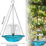 Solar Cascade Hanging Bird Bath Fountain, 2026 New Solar Fountain for Bird Bath Hanging Solar Bird Bath Fountain with Solars Pump & Bowl Decorative Garden Yard Patio (White)