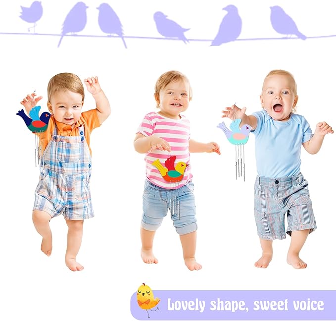 Taiyin 50 Pieces Bird Wooden Wind Chime Craft Kit for Kids DIY Make Your Own Wind Chimes Decorative Wooden Hanging for Classroom Outdoor Garden Patio Balcony Arts Crafts Supplies