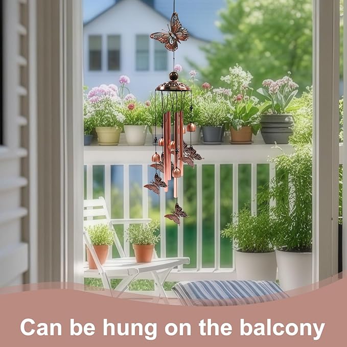 SumDirect Butterfly Wind Chime for House Decor, Wind Chimes for Outside, Memorial Wind Chimes, Memorial Gifts for Front Porch, Patio, Balcony Decor