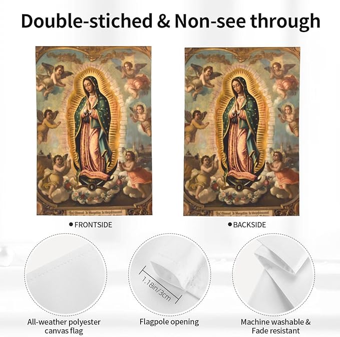 YISHOW Our Lady of Guadalupe Mother Of God Garden Flag Double Sided Vertical Holly Mary Blessed Virgin Mary Religious House Flags Yard Signs Outdoor Decor 12.5"X18"