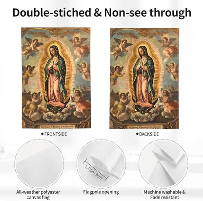 YISHOW Our Lady of Guadalupe Mother Of God Garden Flag Double Sided Vertical Holly Mary Blessed Virgin Mary Religious House Flags Yard Signs Outdoor Decor 12.5"X18"