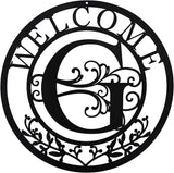 Metal Monogrammed Initial Welcome Sign, Metal Letter Wall Art Decor, Name Sign for Home Porch Front Door Outdoor (G)