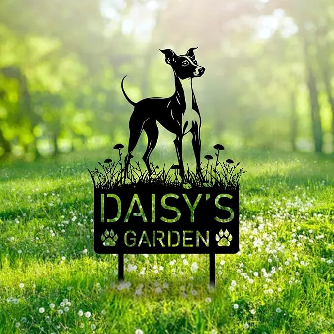 Custom Greyhound Dog Metal Memorial Garden Stake Personalized Pet Grave Marker Name Sign Remembrance Stake Decor Sympathy Dog Loss,Outdoor Statues for Yard Garden Lawn Patio Pathway Grave Gift.