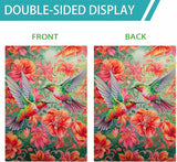 Vibrant Hummingbird Floral House Flag 28x40 Inch Double Sided Spring Summer Outdoor Yard Flag for Patio Porch Lawn Farmhouse