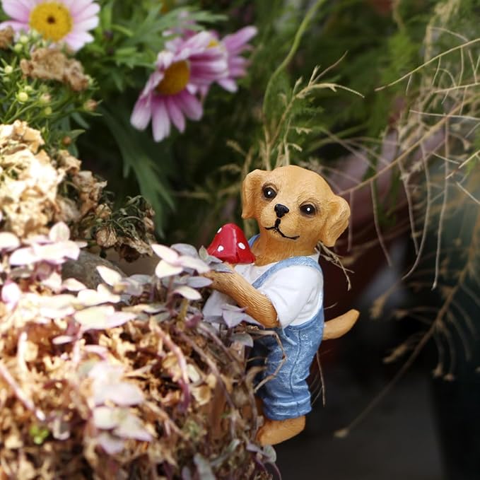 Dog Figure Plant Pot Hanger, Flower Pot Hugger, Resin Tortoise Statue, Funny Pot Huggers for Planters, Cute Climbing Tortoise Flower Pot Hugger, Garden Fence Balcony Patio Yard (Dog)