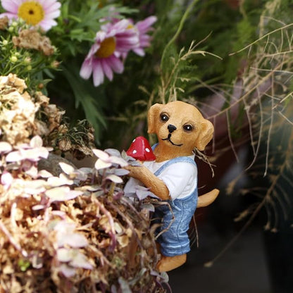Dog Figure Plant Pot Hanger, Flower Pot Hugger, Resin Tortoise Statue, Funny Pot Huggers for Planters, Cute Climbing Tortoise Flower Pot Hugger, Garden Fence Balcony Patio Yard (Dog)