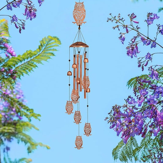 GDNSFIT Owl Wind Chimes for Outside,Metal Windchimes,Owl Gifts for Women/Men,Wind Chime Garden Decor Outdoor,Memorial/Housewarming/Birthday/Festival Gifts,Front Yard Decor