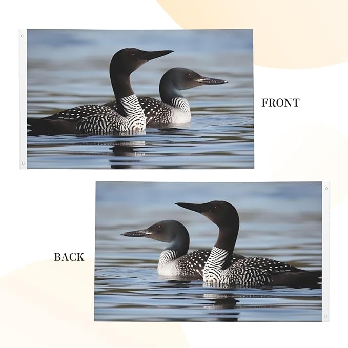 Loon Birds Flag 3x5 Ft Outdoor Heavy Duty Double Sided Garden Flag Vivid Color and Fade proof - Yard Flags for Outside Holiday Banner with Grommets, Wall Art Hanging Poster