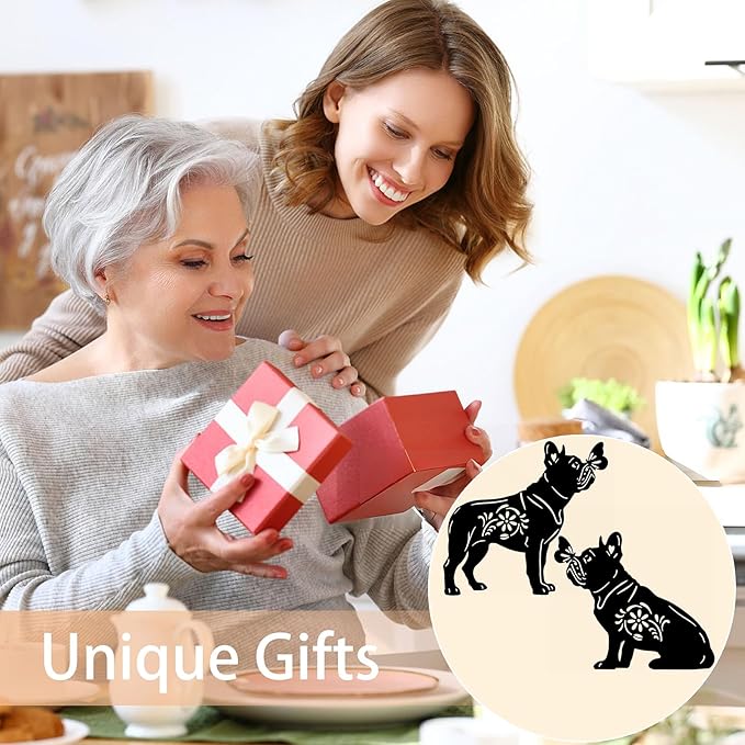 GDNSFIT Bulldog Dog Metal Decor for Outside,Garden Stakes Decorative Dog Gifts for Women/Men,Black Silhouette Statues for Yard Ornaments,Lawn, Patio, Pathway,Outdoor Garden Decor