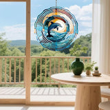 Metal 3D Wind Spinners Outdoor Dolphin Decorations Hanging, Festive Gifts for Women Mom Grandma, 25cm/ 9.84in 3D Wind Spinners for Garden Decor for Patio,Yard,Outdoor