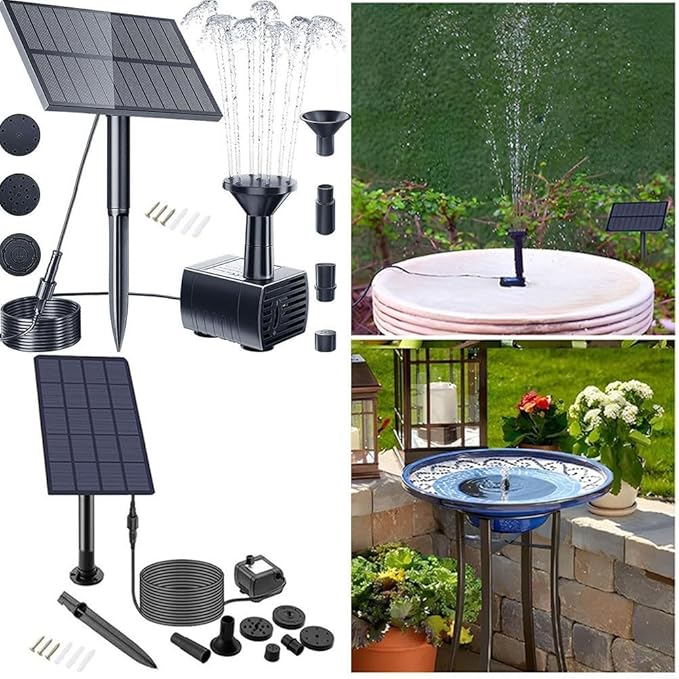 Solar Garden Fountain with Adjustable Spray Options, Perfect Addition to Bird Baths and Ponds (1.5W Without Battery)