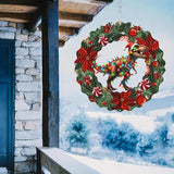 Dinosaur Metal Wind Spinner 3D Hanging Christmas Hat Wind Spinners Decor Christmas Dinosaur Metal Wind Sculptures for New Year Gift Party Yard Garden Outdoor Indoor Decor