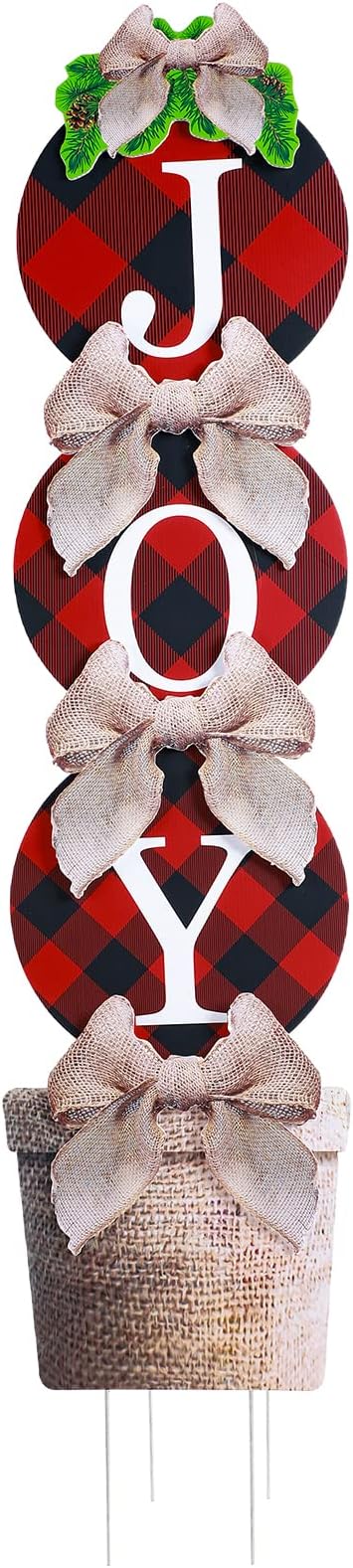 Christmas JOY Yard Sign with Stakes Xmas Holiday Garden Lawn Signs Giant Christmas Ornaments Garden Stakes Patio Decor for Outdoors Holiday Yard Lawn Outdoor Decorations Party Supplies, 47.5 x 12 Inch