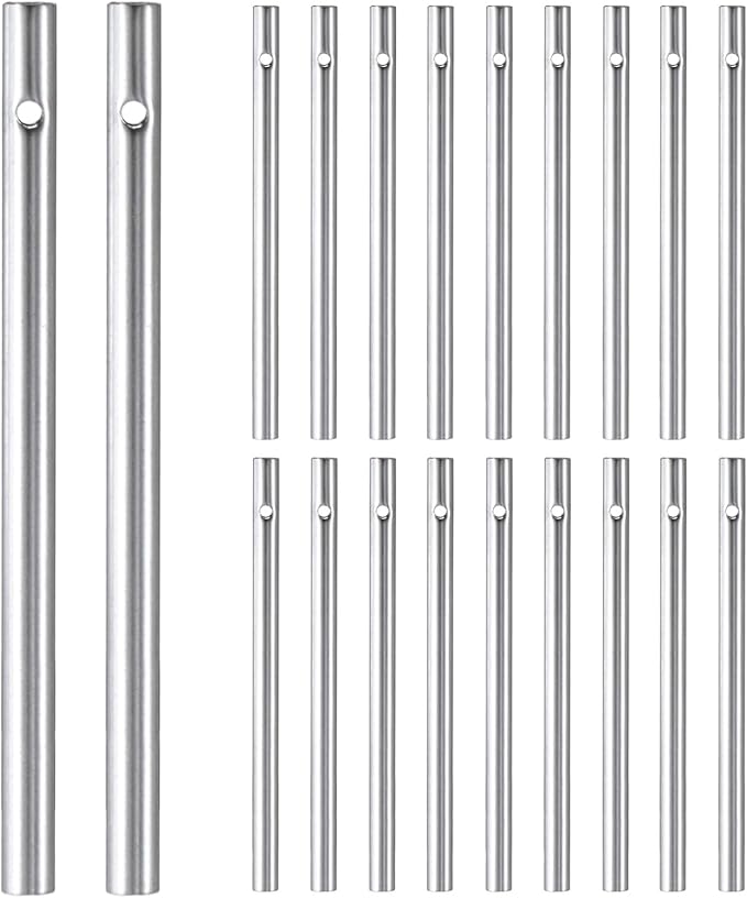 M METERXITY 20-Pack Wind Chime Tubes, Aluminum Wind Chime Empty Tubes, Metal Wind Bell for Adults Arts and Crafts/DIY Home Garden Outdoor Hanging Decorations [0.6x10cm, Silver]