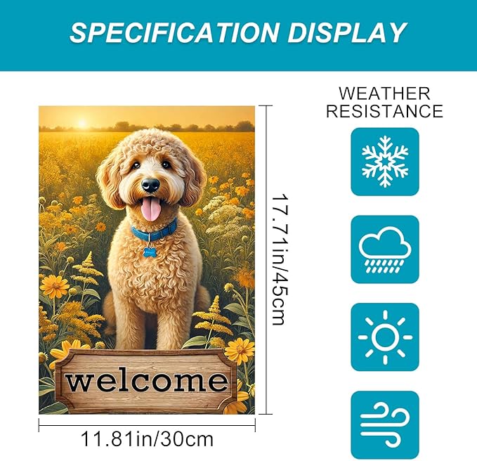 BlissYard Welcome Garden Flag for Outside Spring Summer Flower Garden Flag 12x18 Inch Double Sided Burlap Outside Seasonal Floral Dog Sign Yard Farmhouse Outdoor Decor