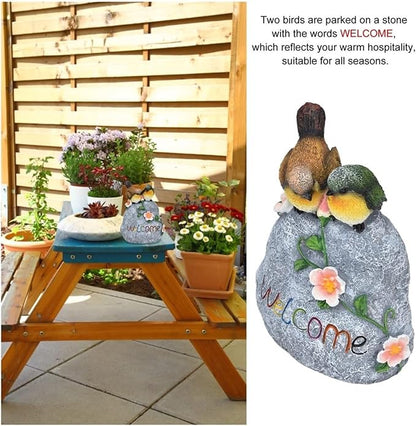 Outdoor Statue Welcome Bird Statue Garden Stone Outdoor Sculpture Decor