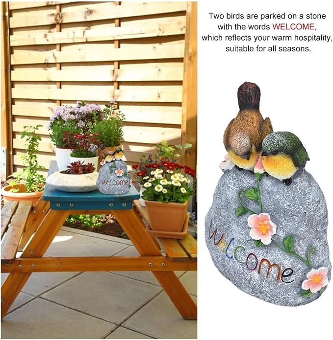 Mom Gifts Welcome Bird Statue Garden Stone Outdoor Whimsical Decor