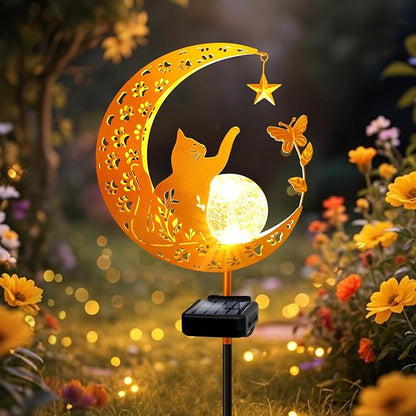 ZNYCYE Solar Lights Outdoor Decorative Moon Cat Butterfly Solar Stake Lights Birthday Mothers Day Gifts for Mom Women Grandma, Garden Decor Waterproof for Walkway, Yard, Lawn, Patio (Warm White)