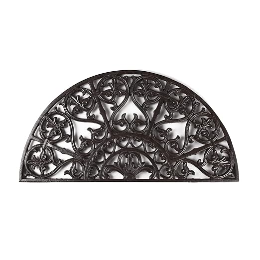 BRASSTAR Cast Iron Semicircle Stepping Stone with Delicate Symmetrical Pattern Garden Lawn Flower Bed Outdoor Farmland Decor TQGJPT424