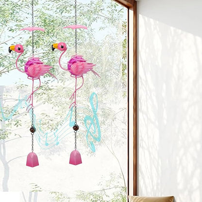 MUMTOP Flamingo Wind Chimes for Outside - 2 Pack Flamingo Gifts for Women, Decorative Wind Bell Hanging Ornaments Pendant Indoor Outdoor Window Yard Porch Decor