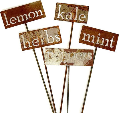 Classic Metal Garden Markers 19 Inches Tall (Bulk Discount 25 Markers, Naturally Rusted)