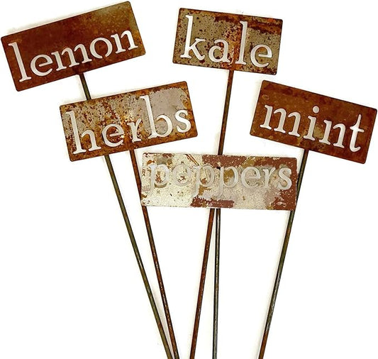 Classic Metal Garden Markers 19 Inches Tall (Bulk Discount 25 Markers, Naturally Rusted)