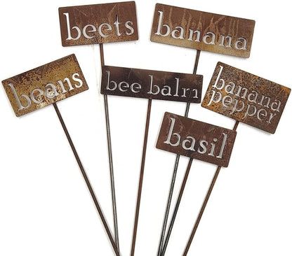 Classic Metal Garden Markers 19 Inches Tall (beans, Naturally Rusted)