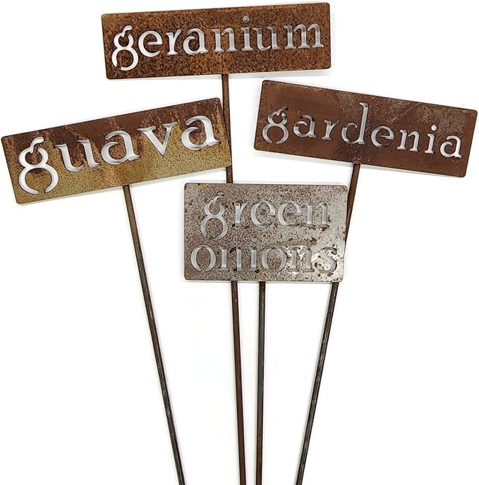 Classic Metal Garden Markers 19 Inches Tall (geranium, Naturally Rusted)