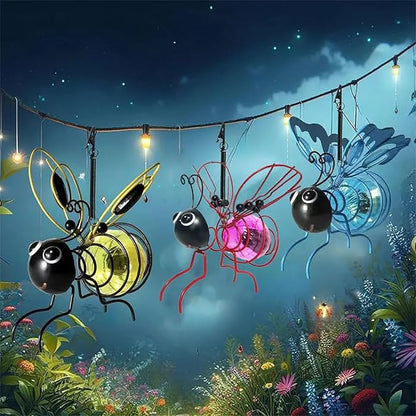 Solar Bees Lights Outdoor, Hanging Bee Solar Garden Light,2025 New Solars Bees Simulation Lights, Waterproof Bumble Bees Solars Light for Party Festivals Garden Decor Birthday Gifts (Pink 2pcs)