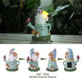Garden Gnome Statue, Solar Powered Gnome Outdoor Decorations with Watering Can Shape - Resin Gnome Figurine with Mushroom Solar Lights for Porch Patio Lawn Yard Art Decor, Gift for Mom