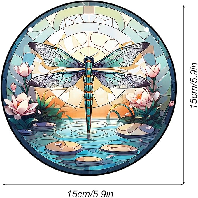Dragonfly Acrylic Window Hangings, Indoor Dragonfly Stained Window Hanging Acrylic Art Wall Decoration Gift for Indoor Outdoor Home Garden Ornaments