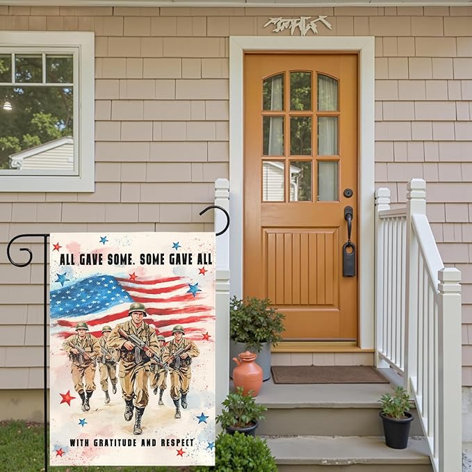 Memorial Day Garden Flag Patriotic American Soldier Tribute Outdoor Yard Flags Honoring Fallen Heroes Military Remembrance Patio Veterans Day Fourth of July American Flag Decor 12x18 Inch